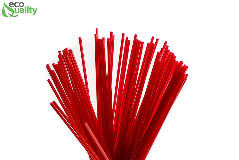 EcoQuality [1000 PACK] 8 Inch Compostable Plastic Stirrer, Bio Degradable, Eco Friendly, Sip Stirrer, Bar Stirrer, Sip Straw, For Coffee, Cocktail, Latte and Tea - 8 Inches, 1000/Box, Red - Image 3